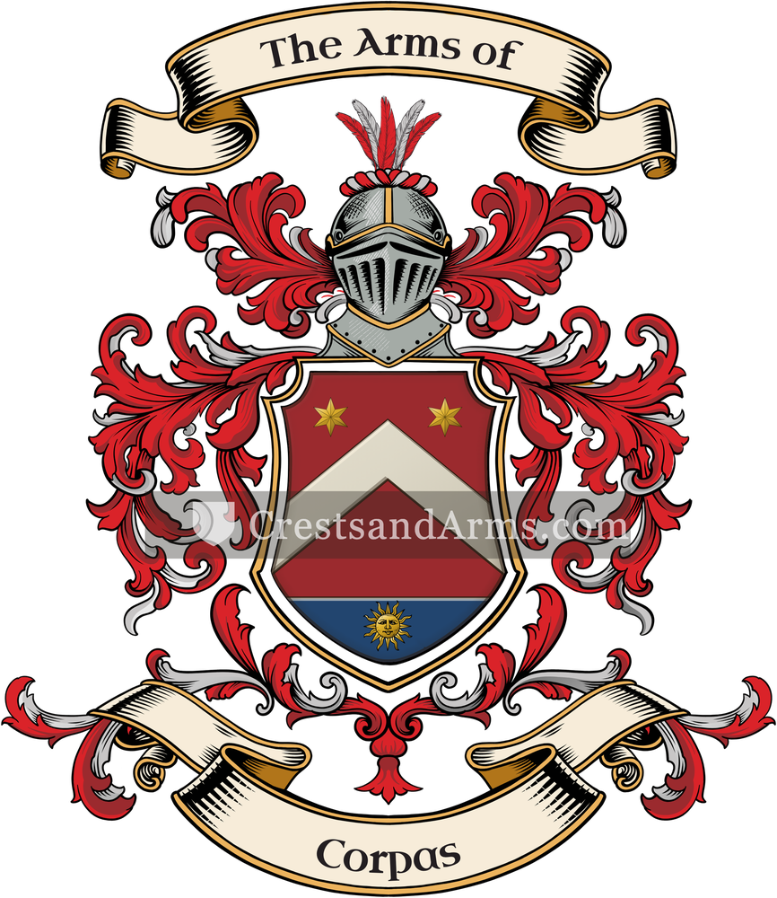 The Corpas coat of arms, drawn from the recorded blazon