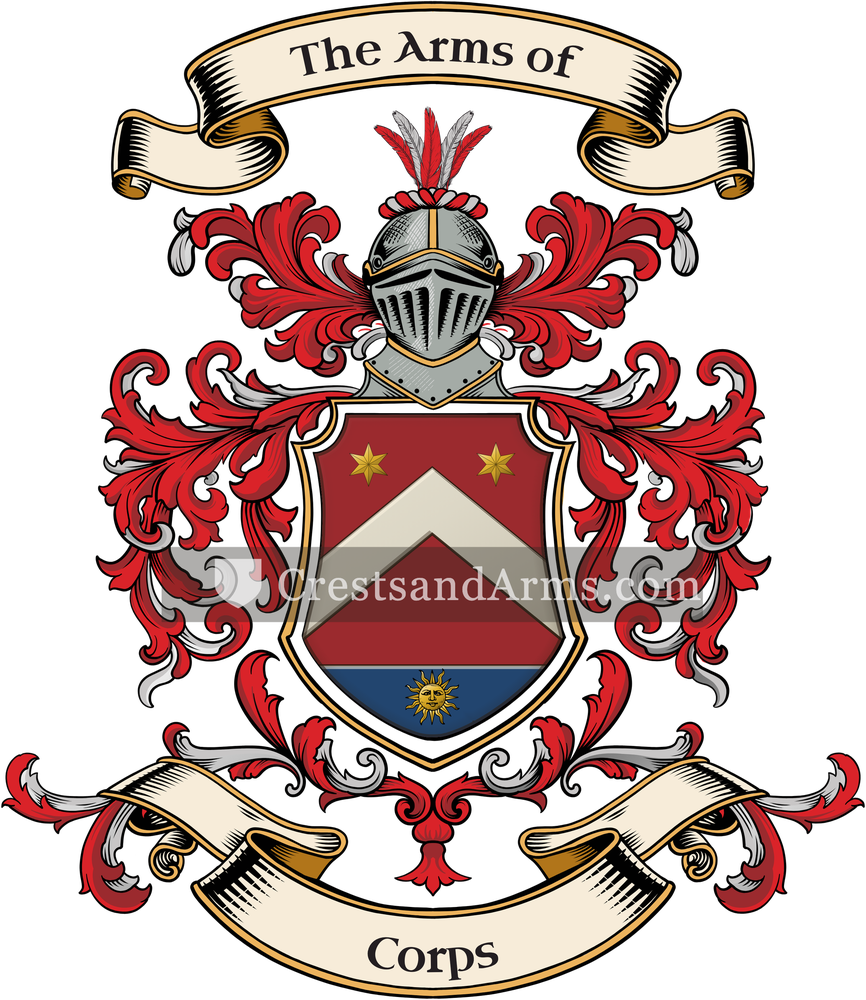 The Corps coat of arms, drawn from the recorded blazon