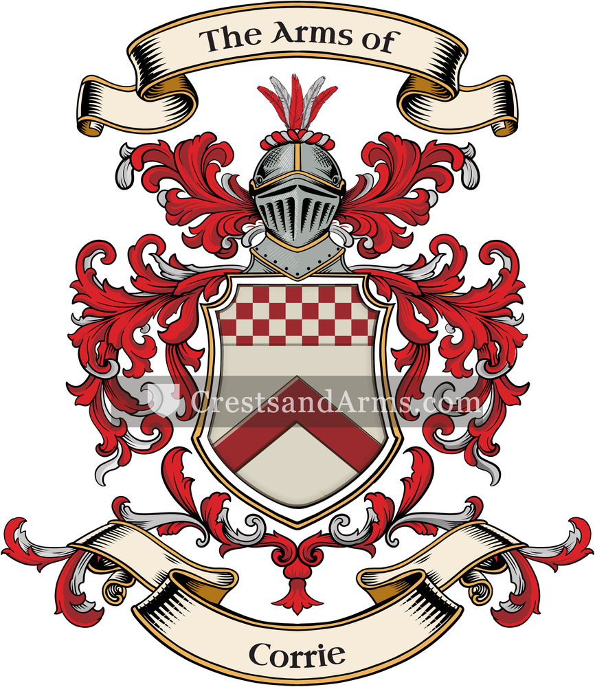 The Corrie coat of arms, drawn from the recorded blazon