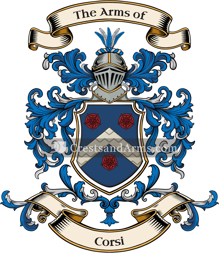 The Corsi coat of arms, drawn from the recorded blazon