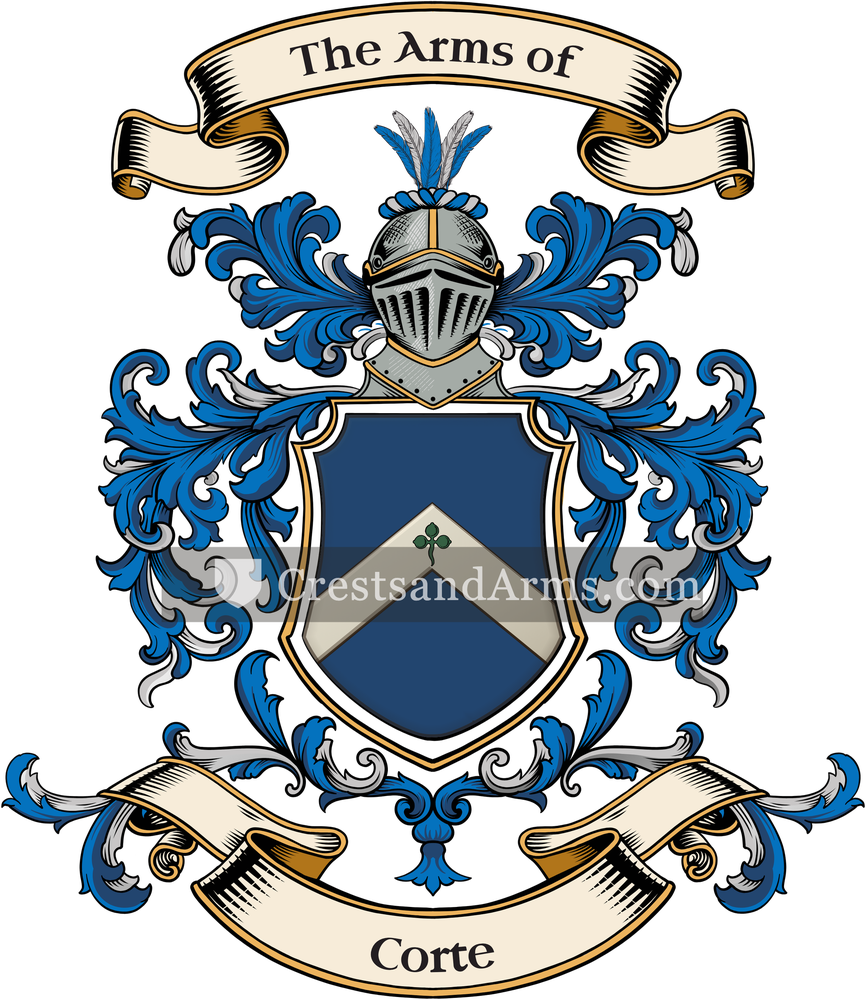 The Corte coat of arms, drawn from the recorded blazon