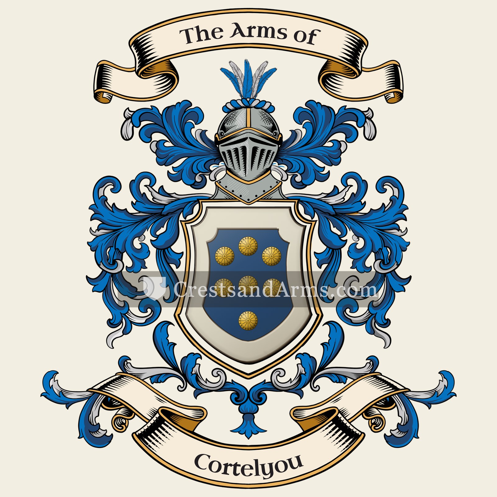 The Cortelyou coat of arms, drawn from the recorded blazon