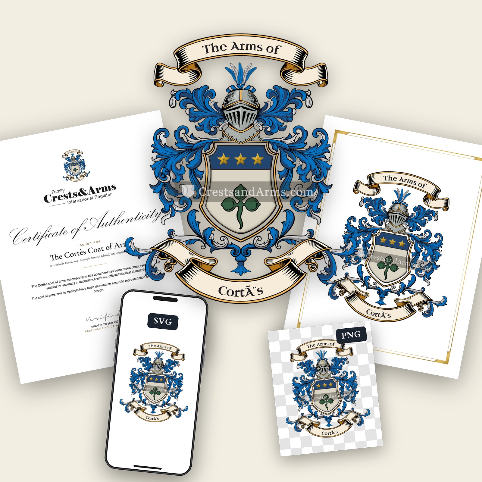 The Cortès arms on the coat of arms — digital pack