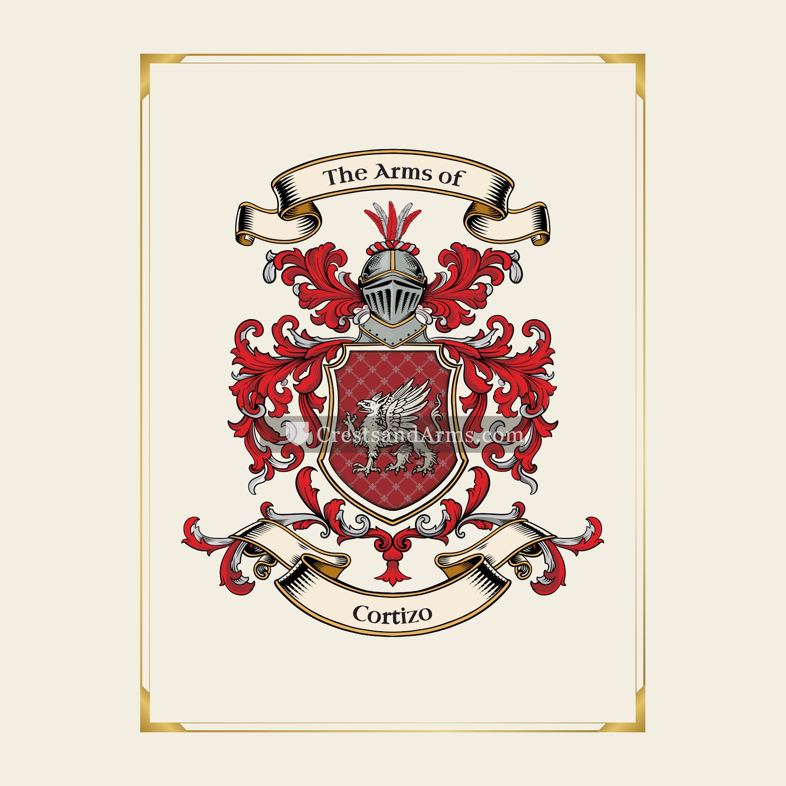 With gold border