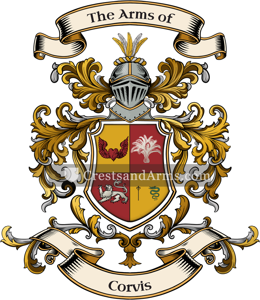 The Corvis coat of arms, drawn from the recorded blazon