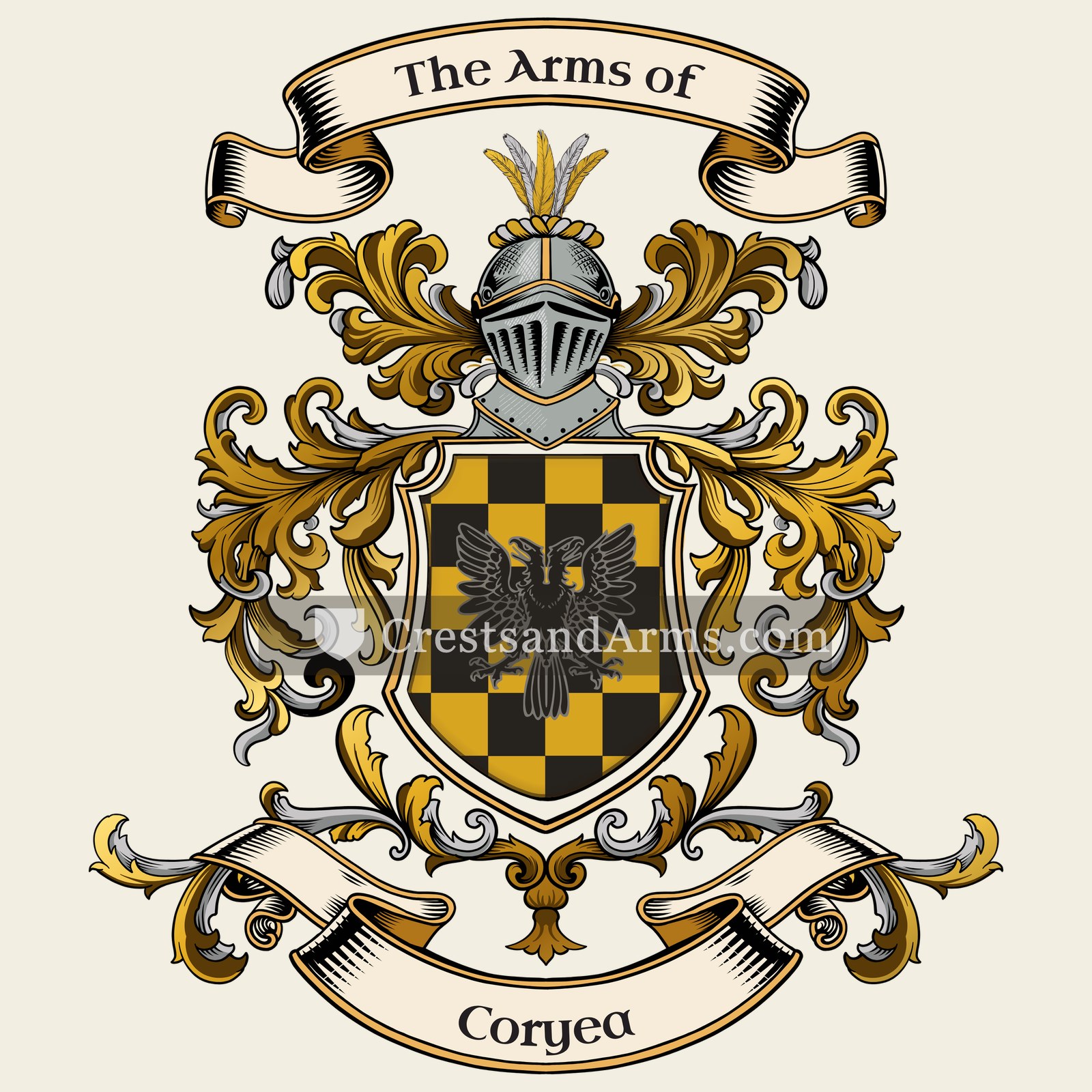 The Coryea coat of arms, drawn from the recorded blazon