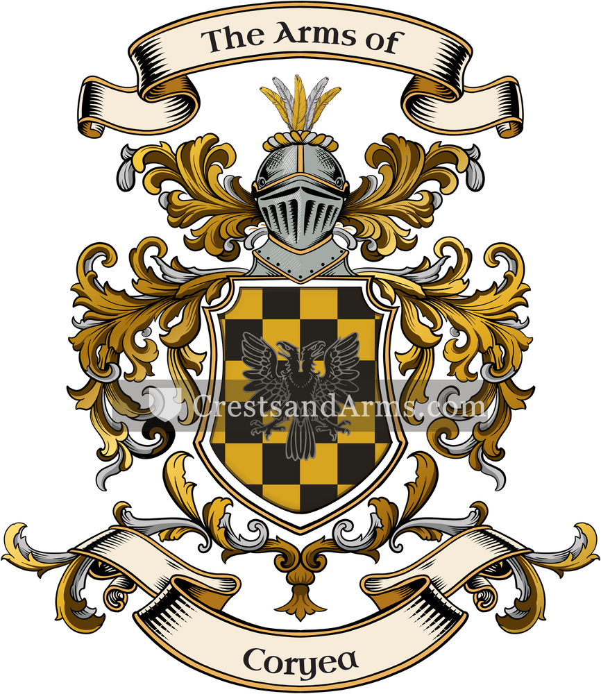 The Coryea coat of arms, drawn from the recorded blazon