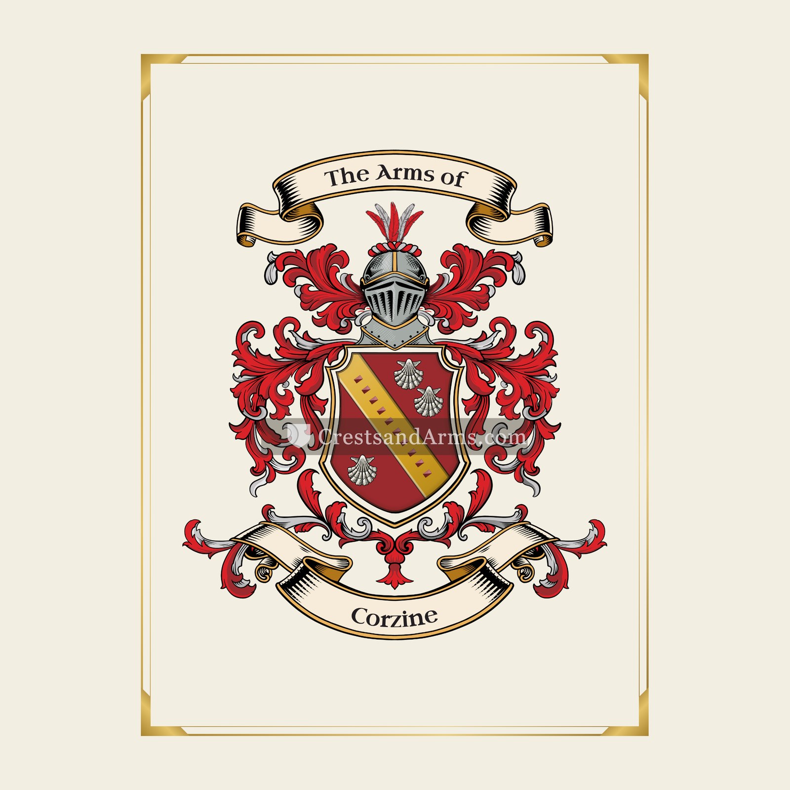 With gold border