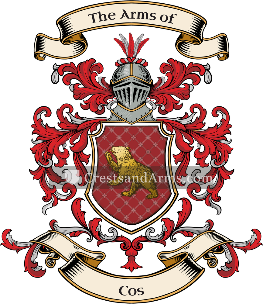 The Cos coat of arms, drawn from the recorded blazon