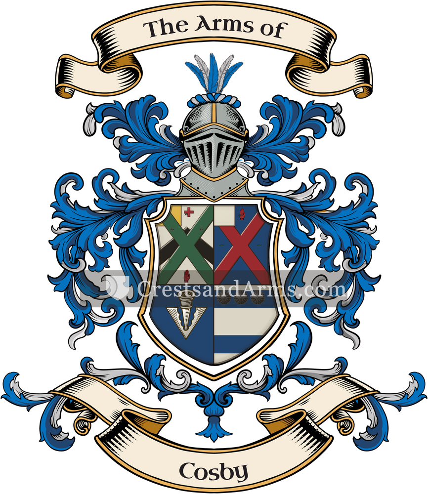 The Cosby coat of arms, drawn from the recorded blazon