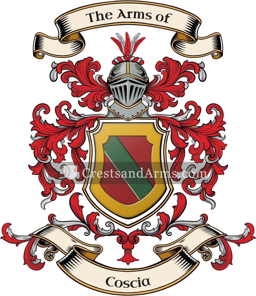 The Coscia coat of arms, drawn from the recorded blazon