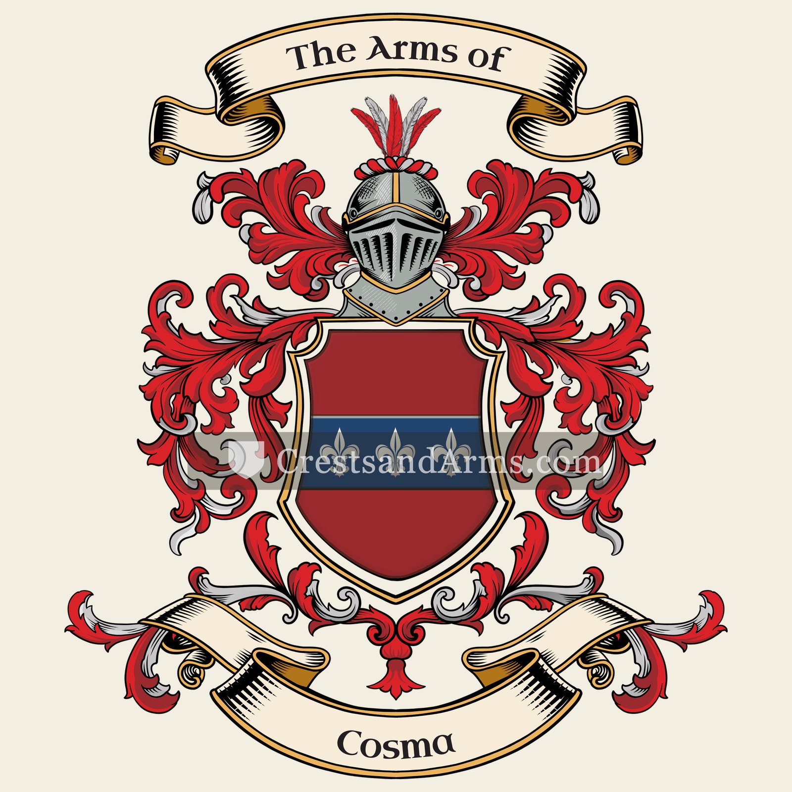 The Cosma coat of arms, drawn from the recorded blazon