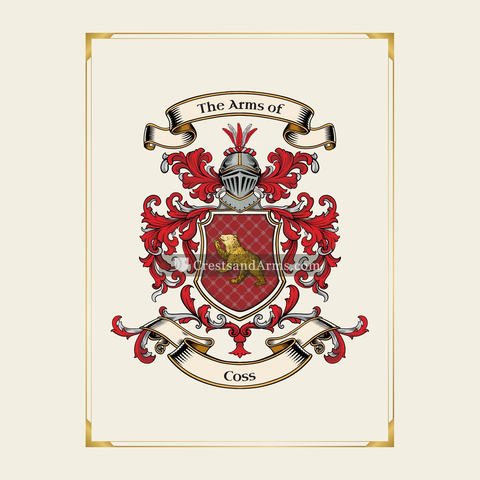 With gold border