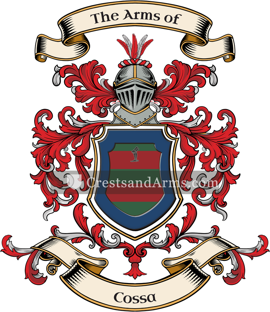 The Cossa coat of arms, drawn from the recorded blazon