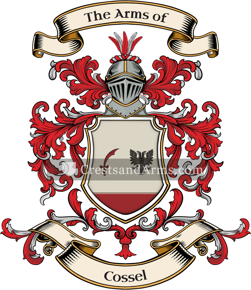 The Cossel coat of arms, drawn from the recorded blazon