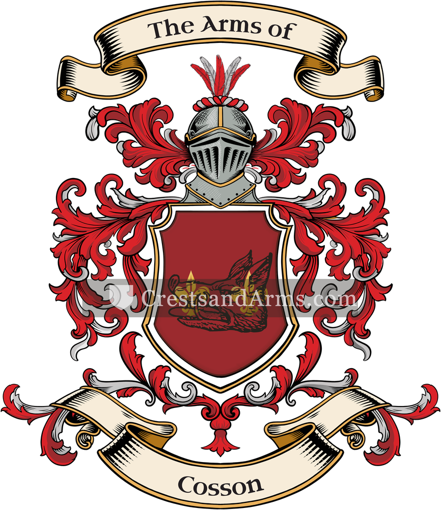 The Cosson coat of arms, drawn from the recorded blazon