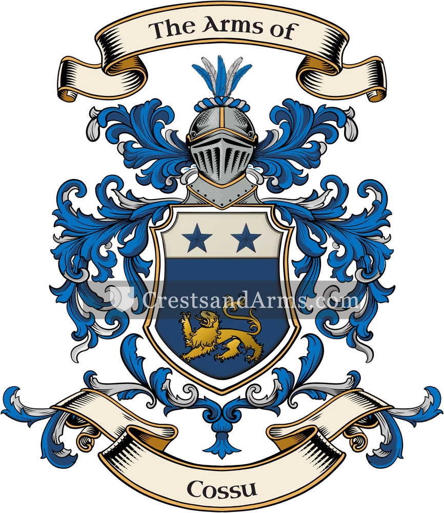 The Cossu coat of arms, drawn from the recorded blazon