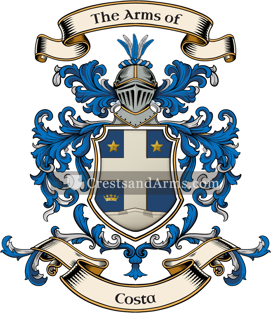 The Costa coat of arms, drawn from the recorded blazon