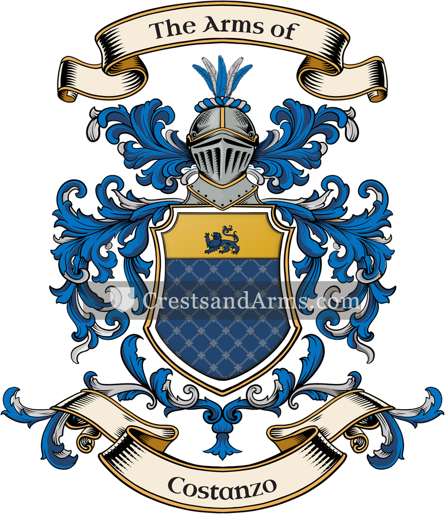 The Costanzo coat of arms, drawn from the recorded blazon