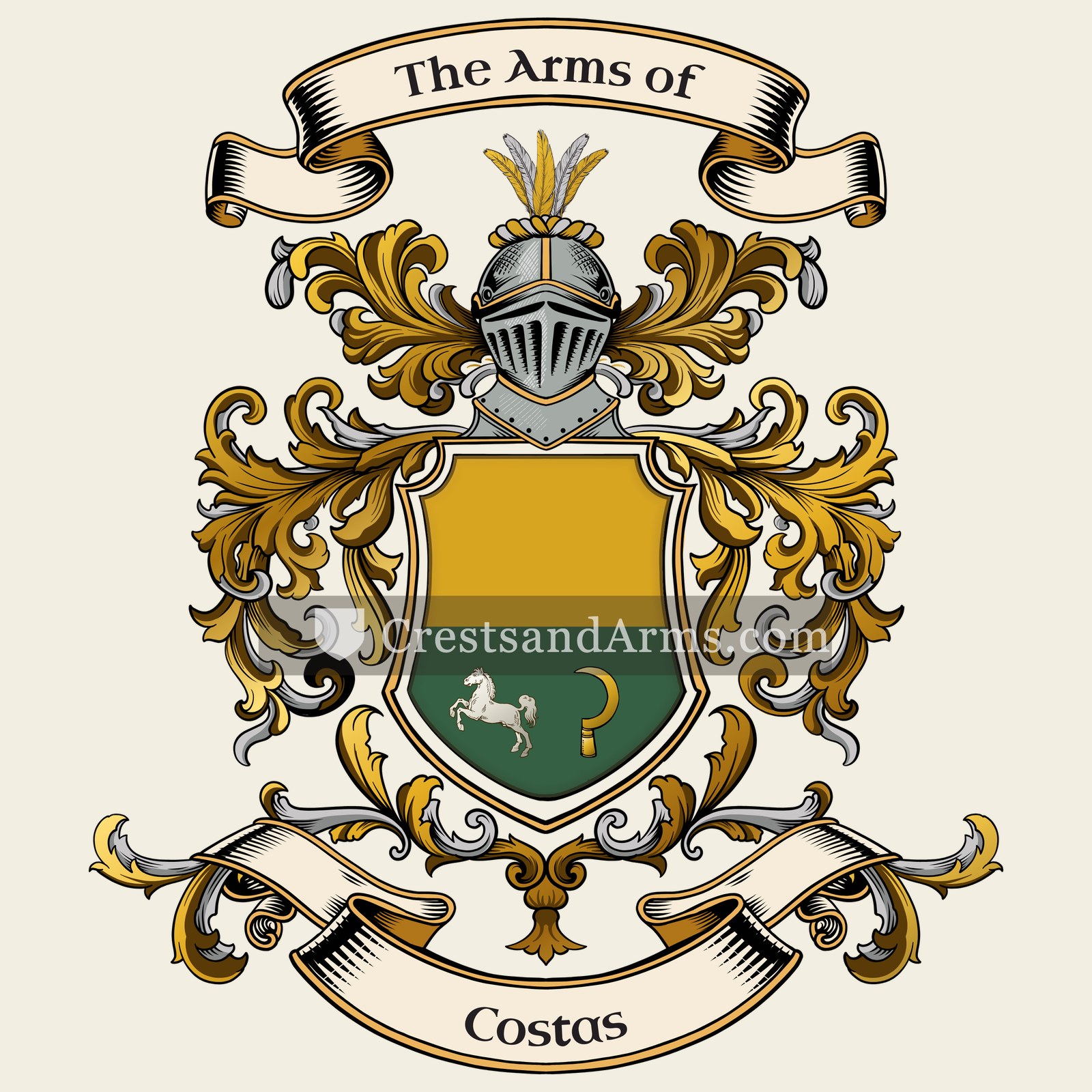The Costas coat of arms, drawn from the recorded blazon