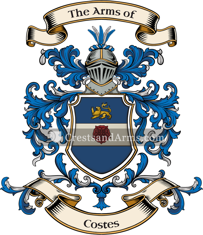The Costes coat of arms, drawn from the recorded blazon