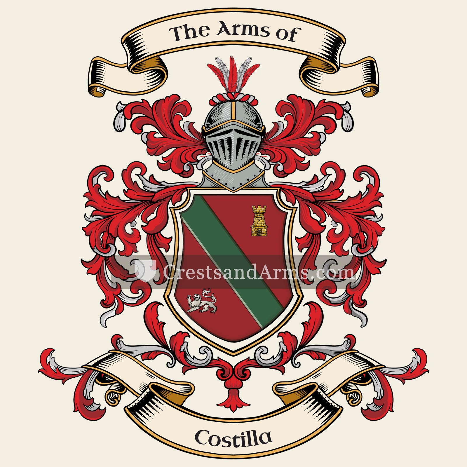 The Costilla coat of arms, drawn from the recorded blazon