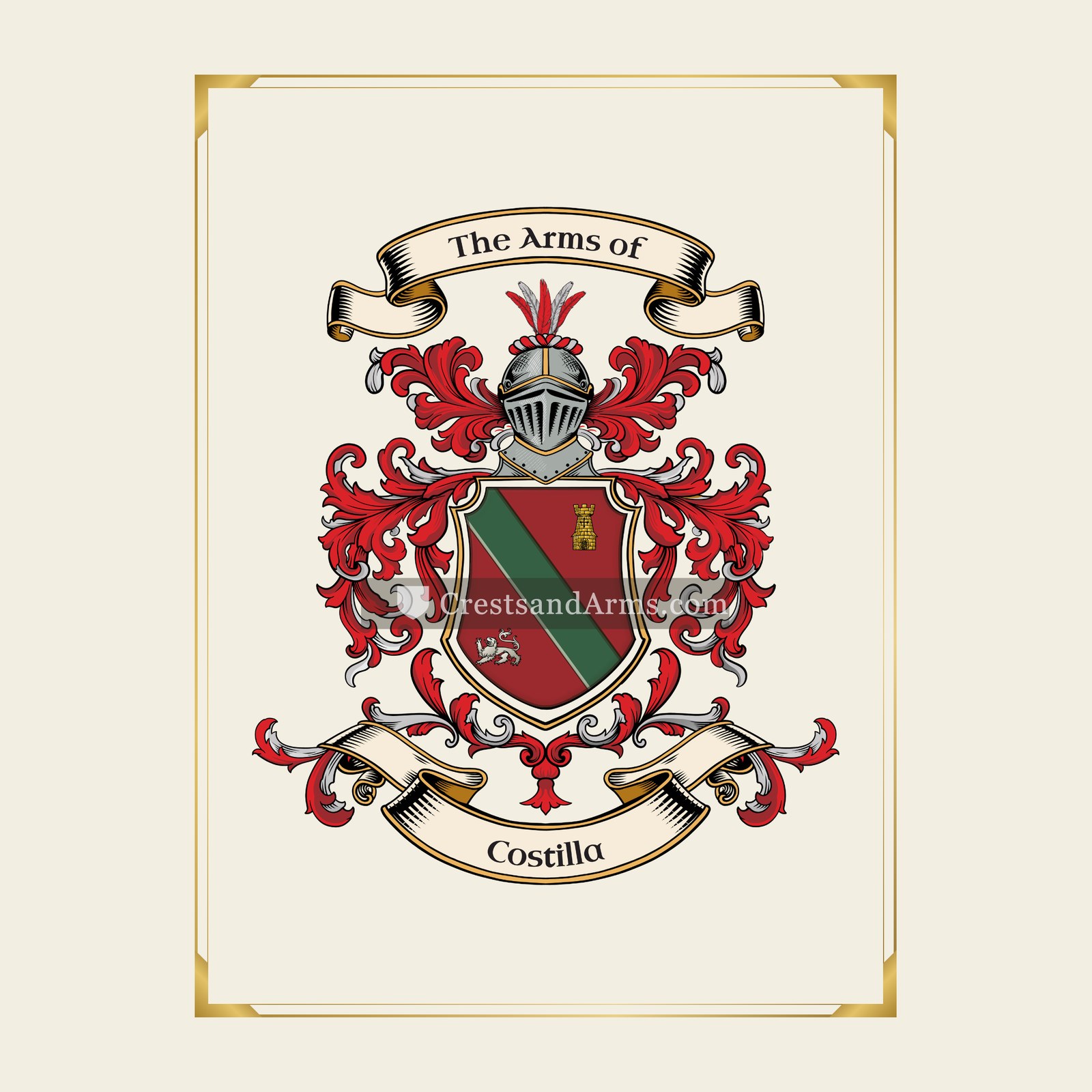 With gold border