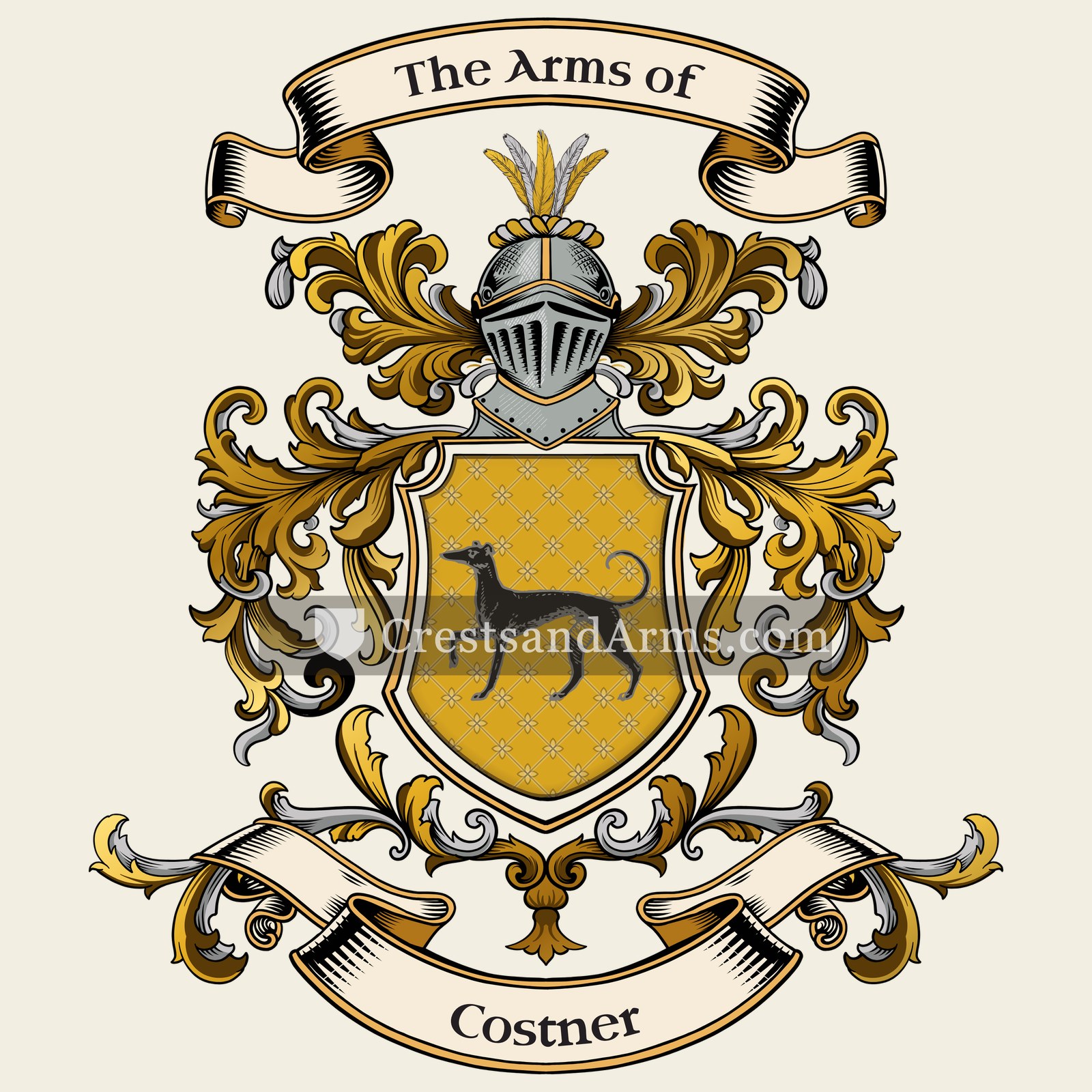 The Costner coat of arms, drawn from the recorded blazon