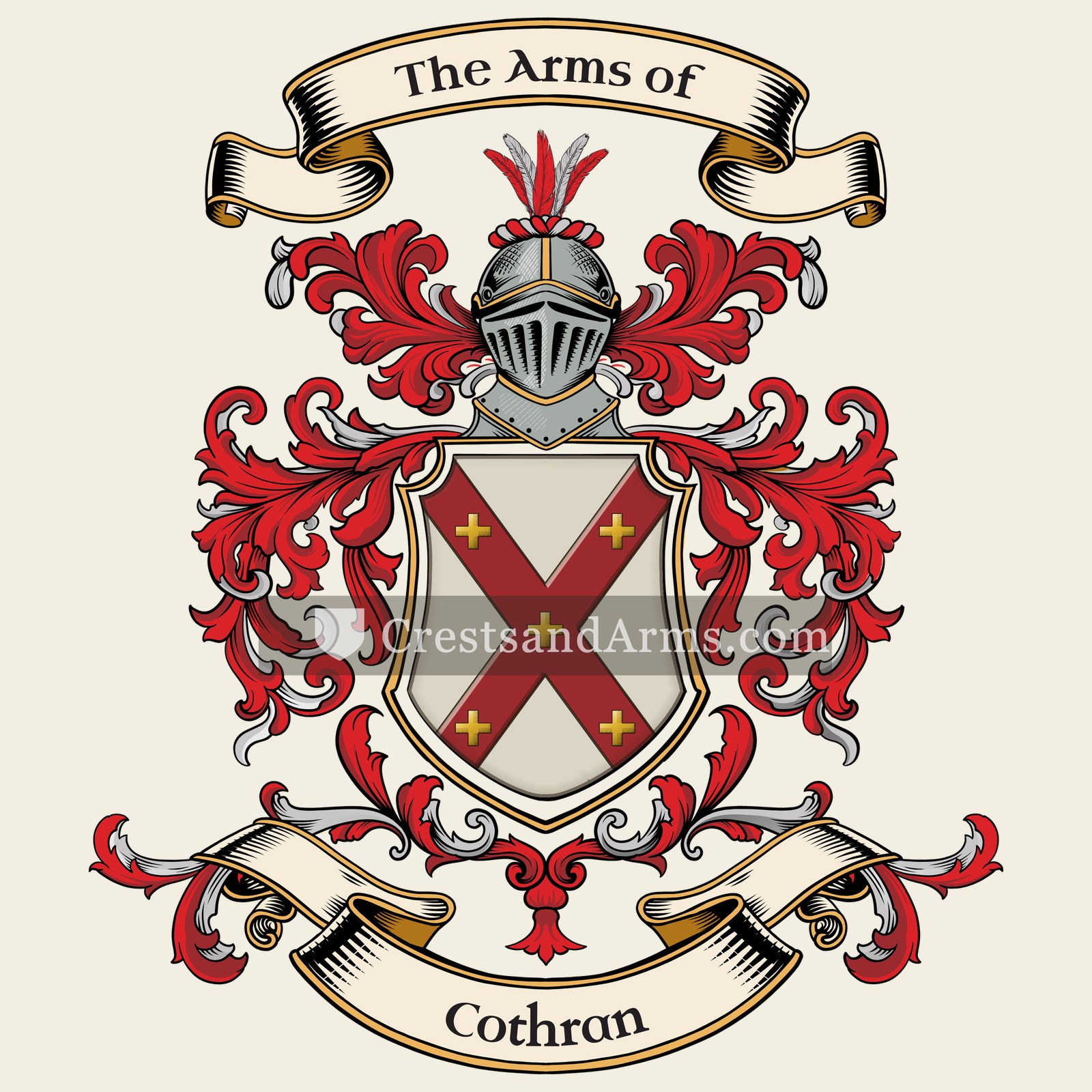 The Cothran coat of arms, drawn from the recorded blazon