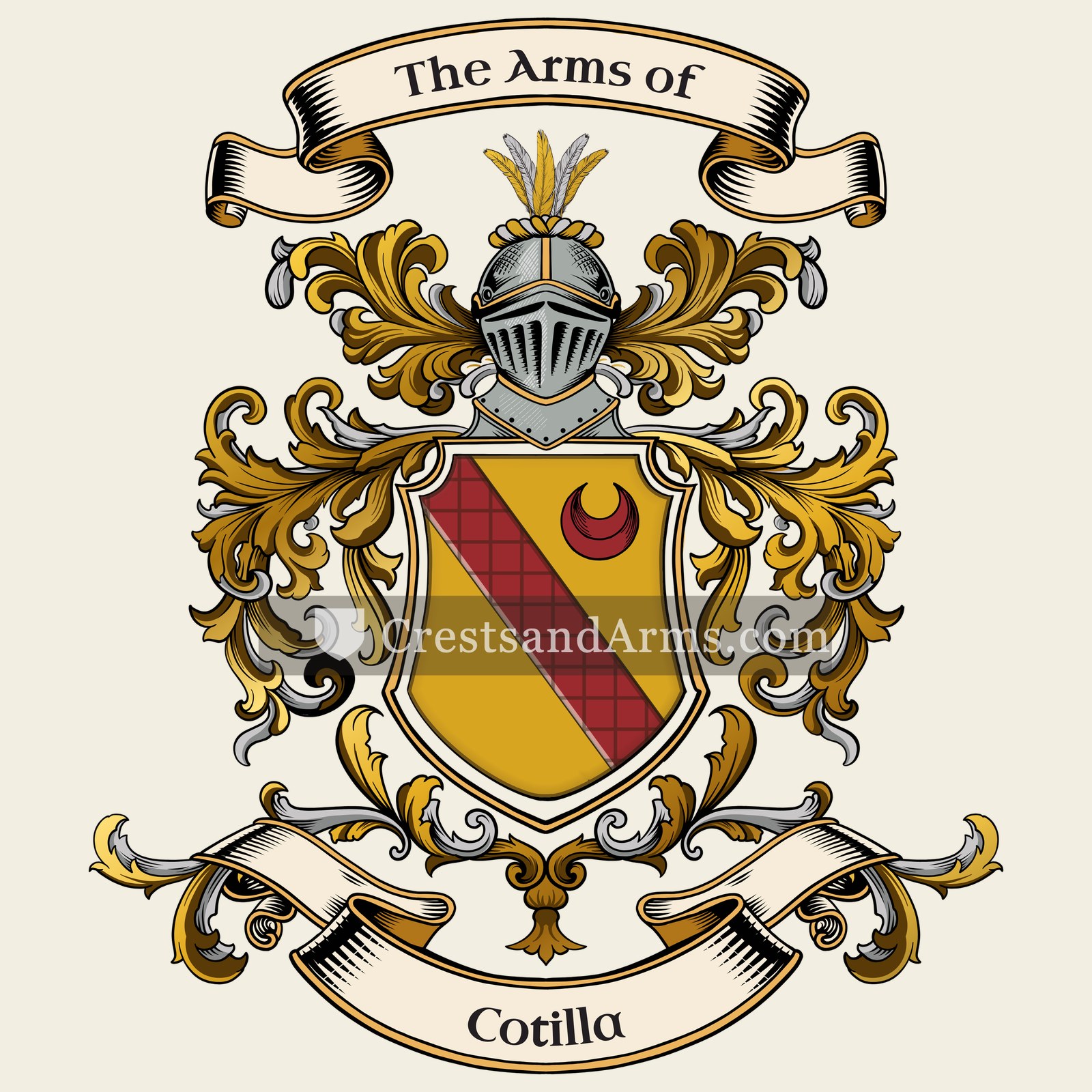 The Cotilla coat of arms, drawn from the recorded blazon
