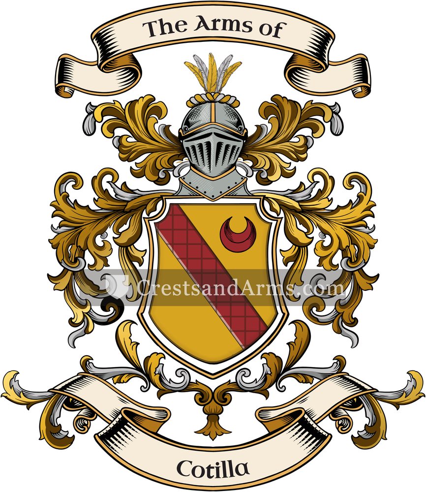 The Cotilla coat of arms, drawn from the recorded blazon