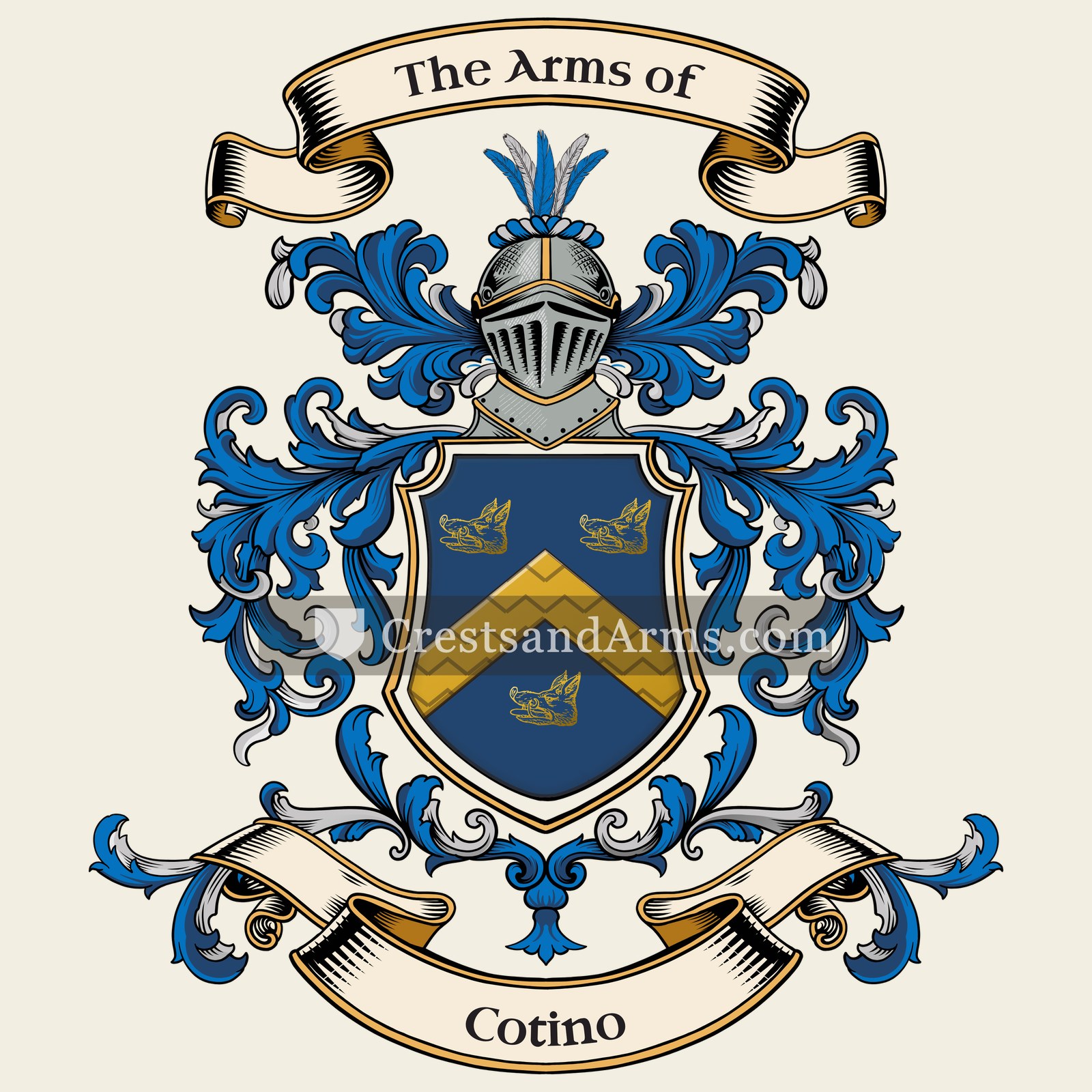 The Cotino coat of arms, drawn from the recorded blazon