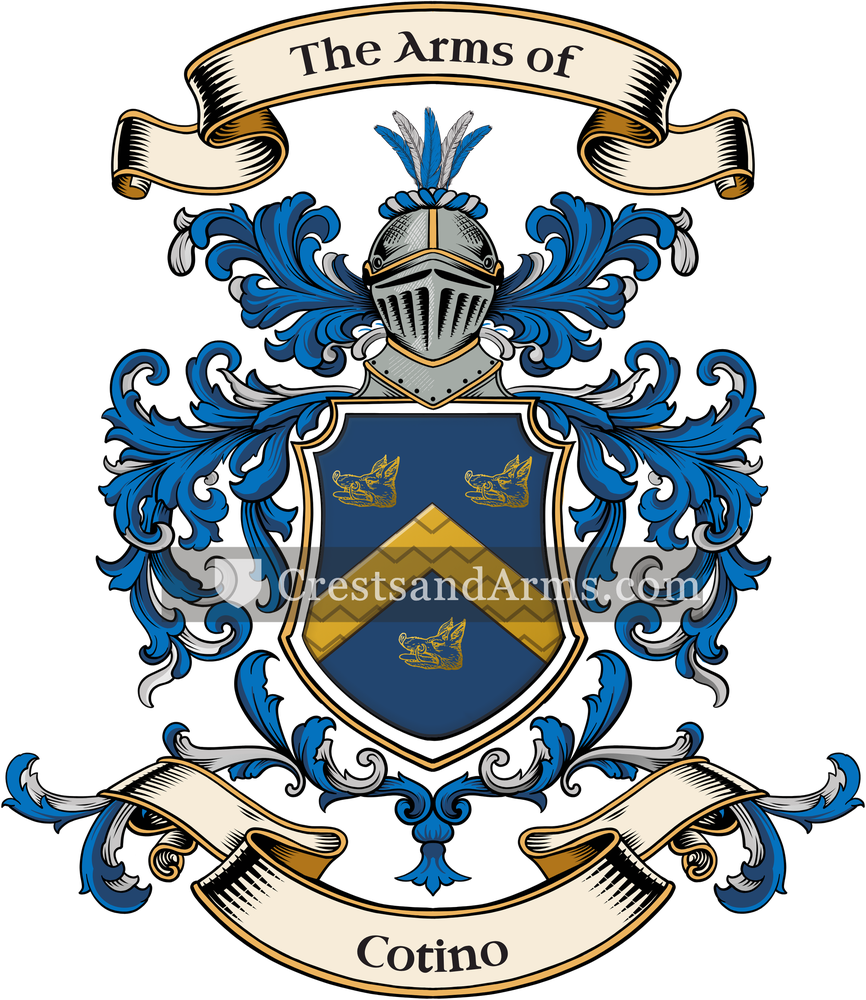 The Cotino coat of arms, drawn from the recorded blazon