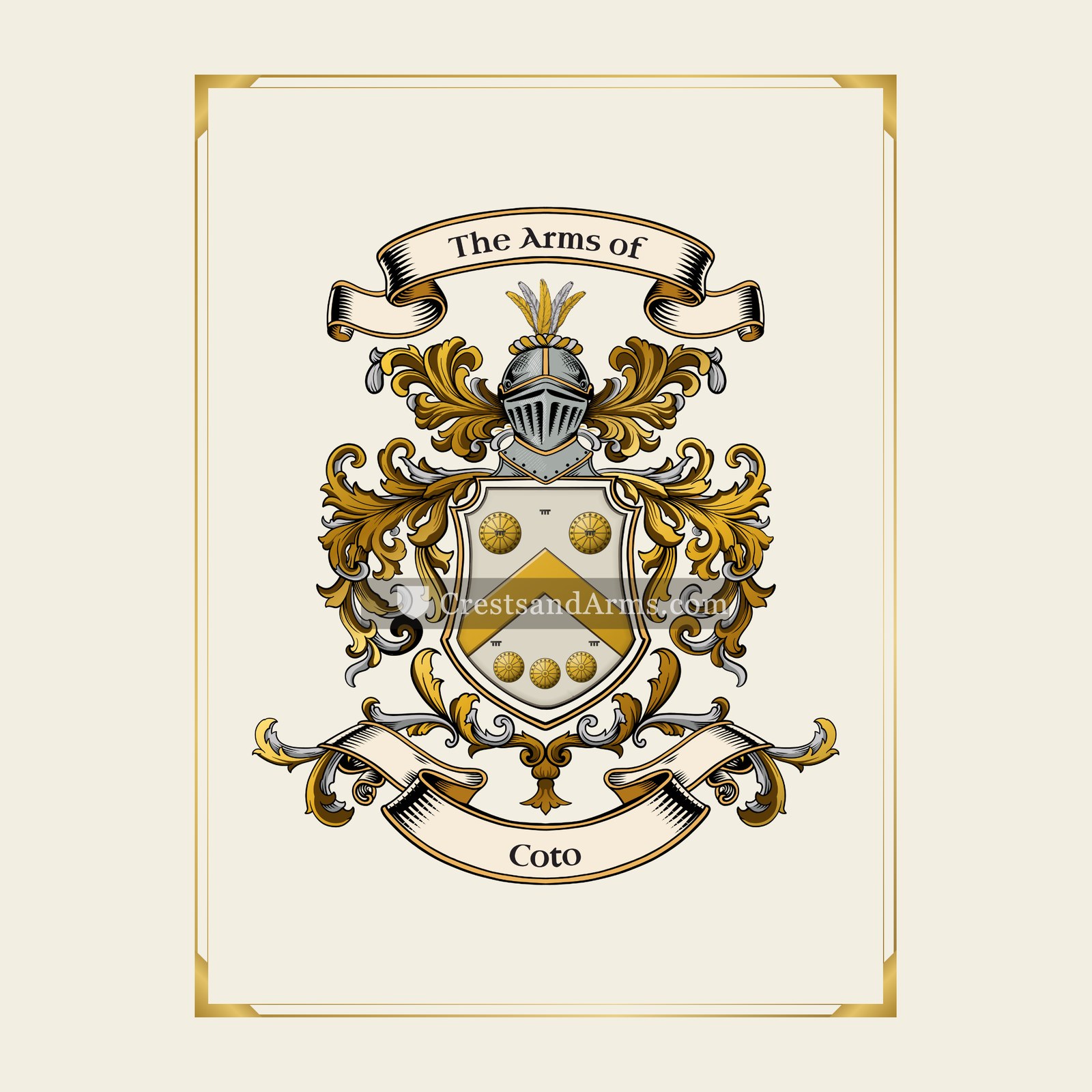 With gold border