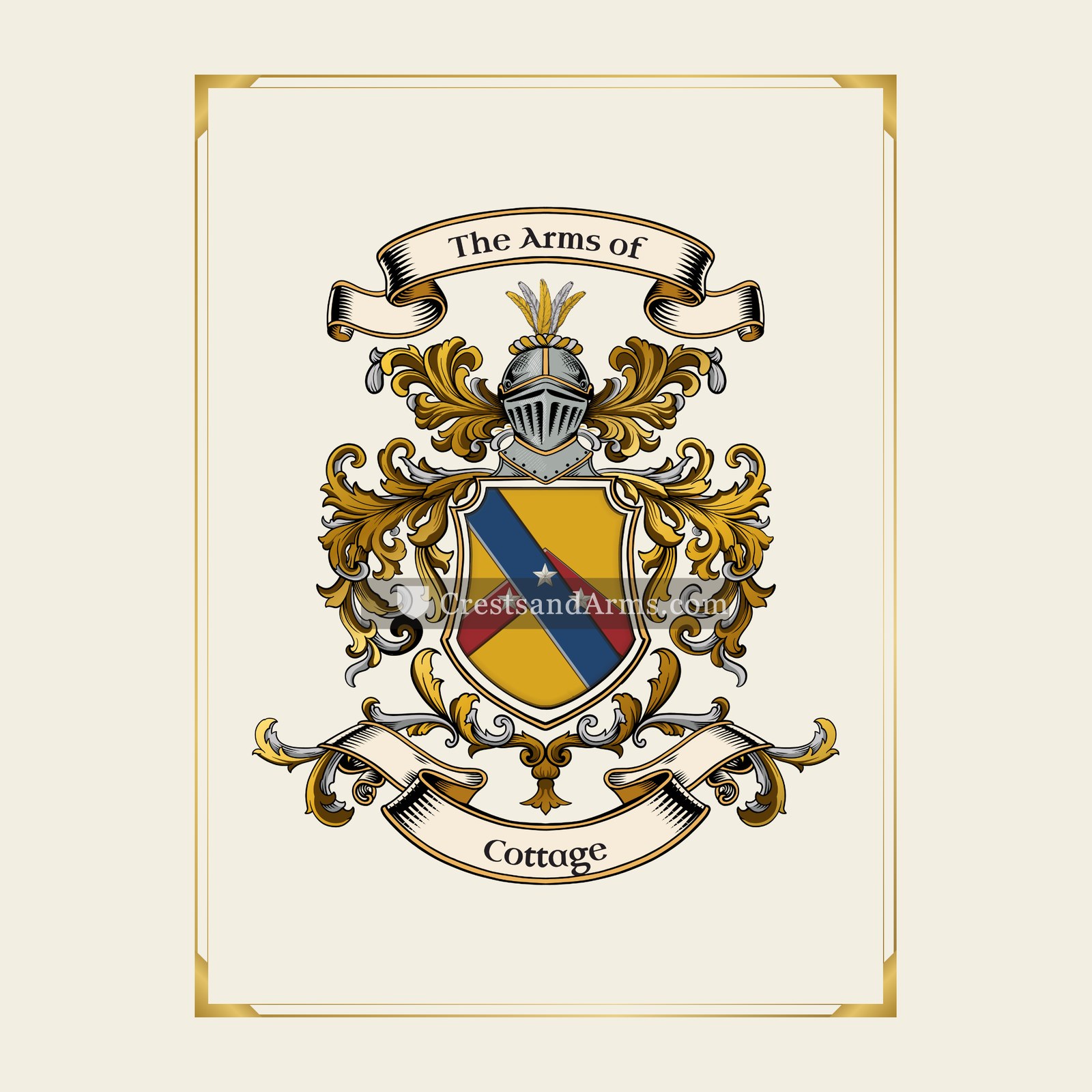 With gold border