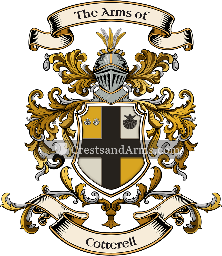 The Cotterell coat of arms, drawn from the recorded blazon