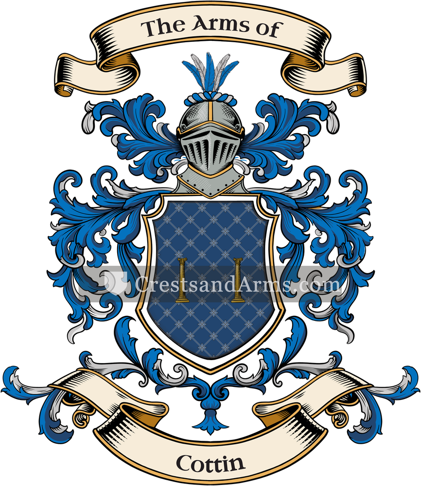 The Cottin coat of arms, drawn from the recorded blazon