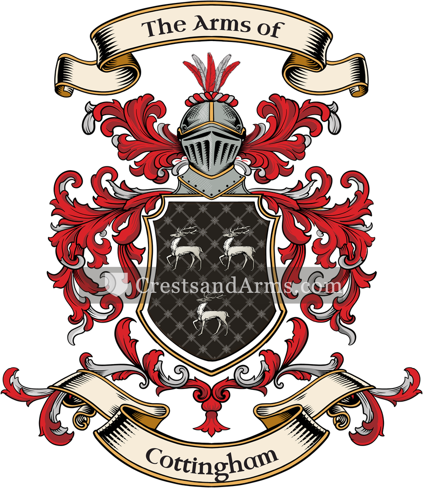 The Cottingham coat of arms, drawn from the recorded blazon