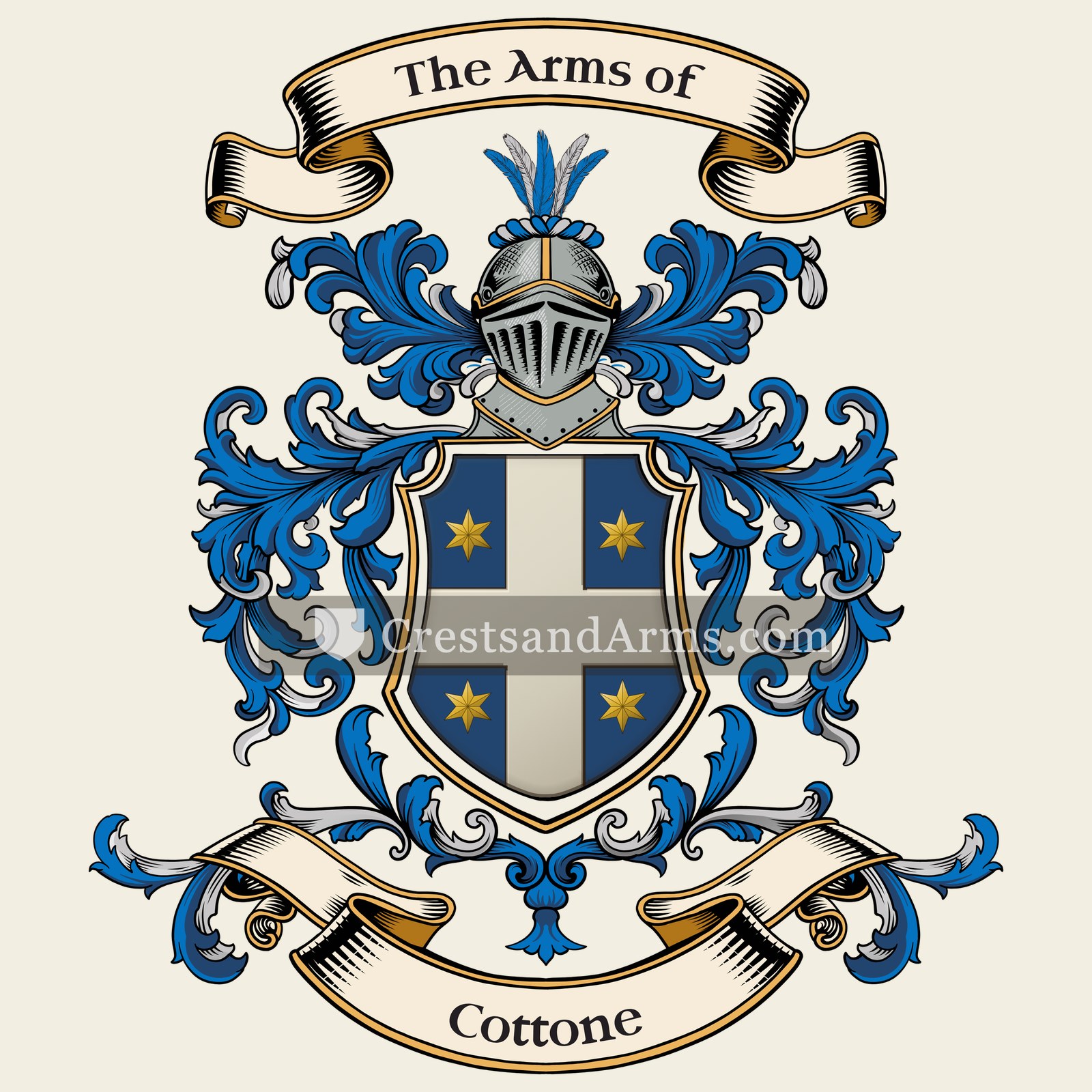 The Cottone coat of arms, drawn from the recorded blazon