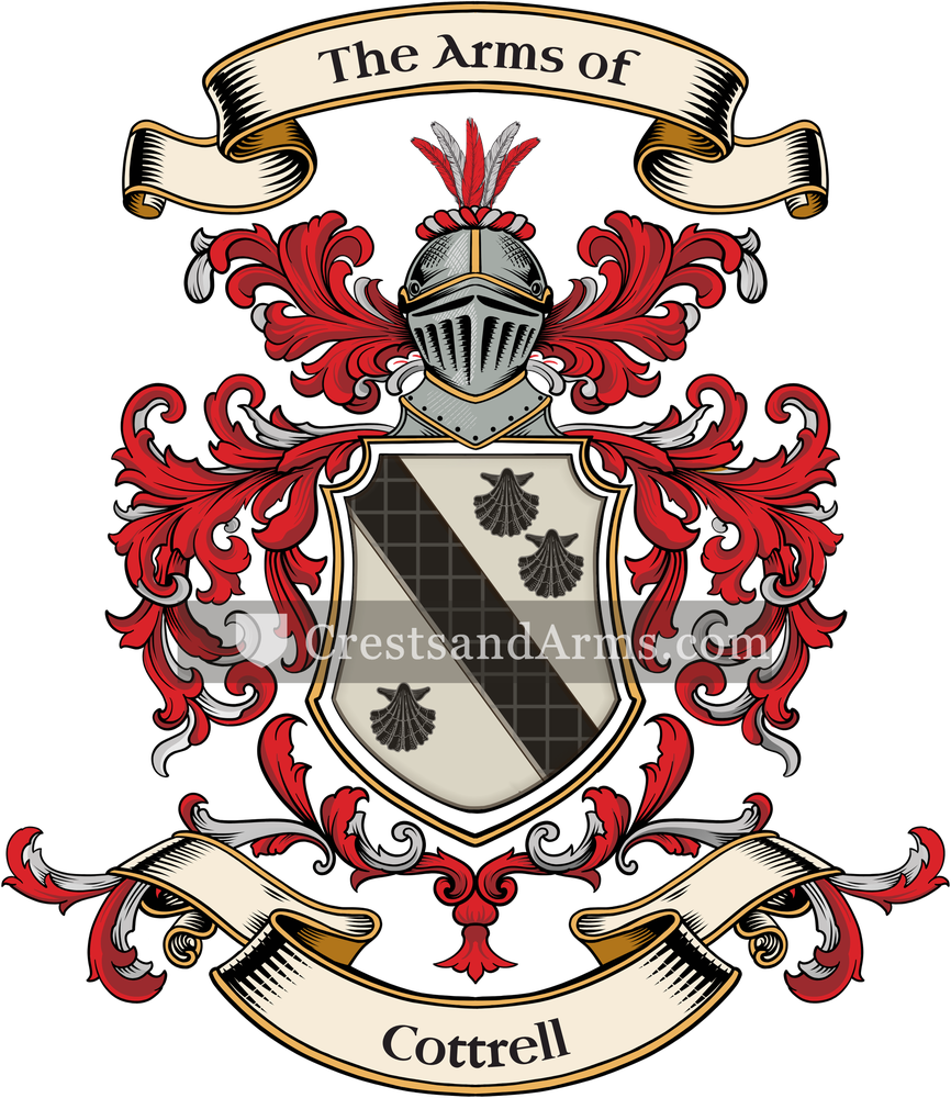 The Cottrell coat of arms, drawn from the recorded blazon