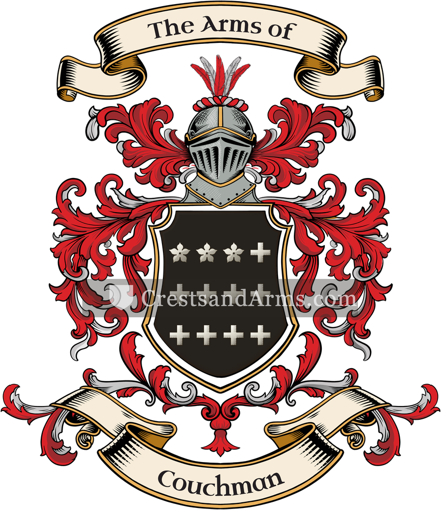 The Couchman coat of arms, drawn from the recorded blazon
