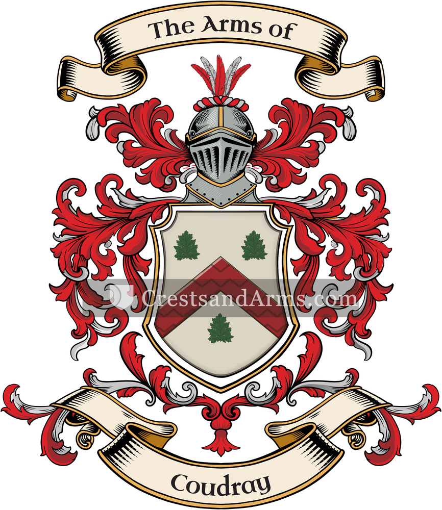 The Coudray coat of arms, drawn from the recorded blazon