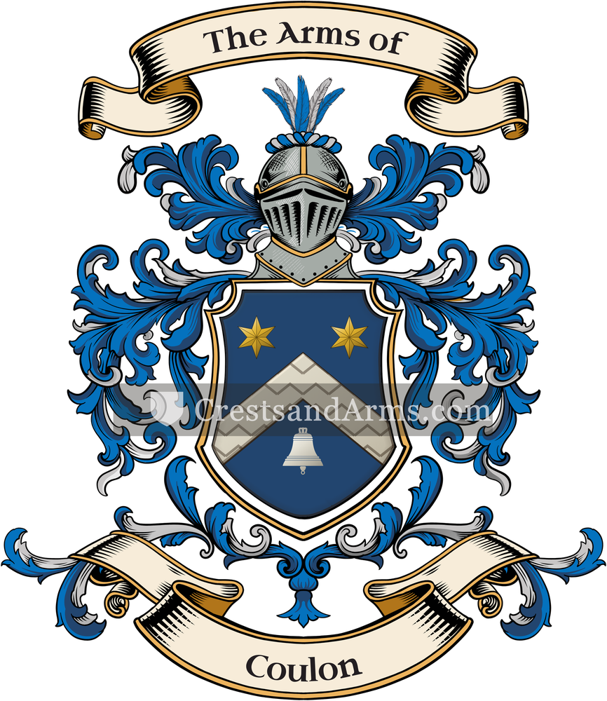 The Coulon coat of arms, drawn from the recorded blazon