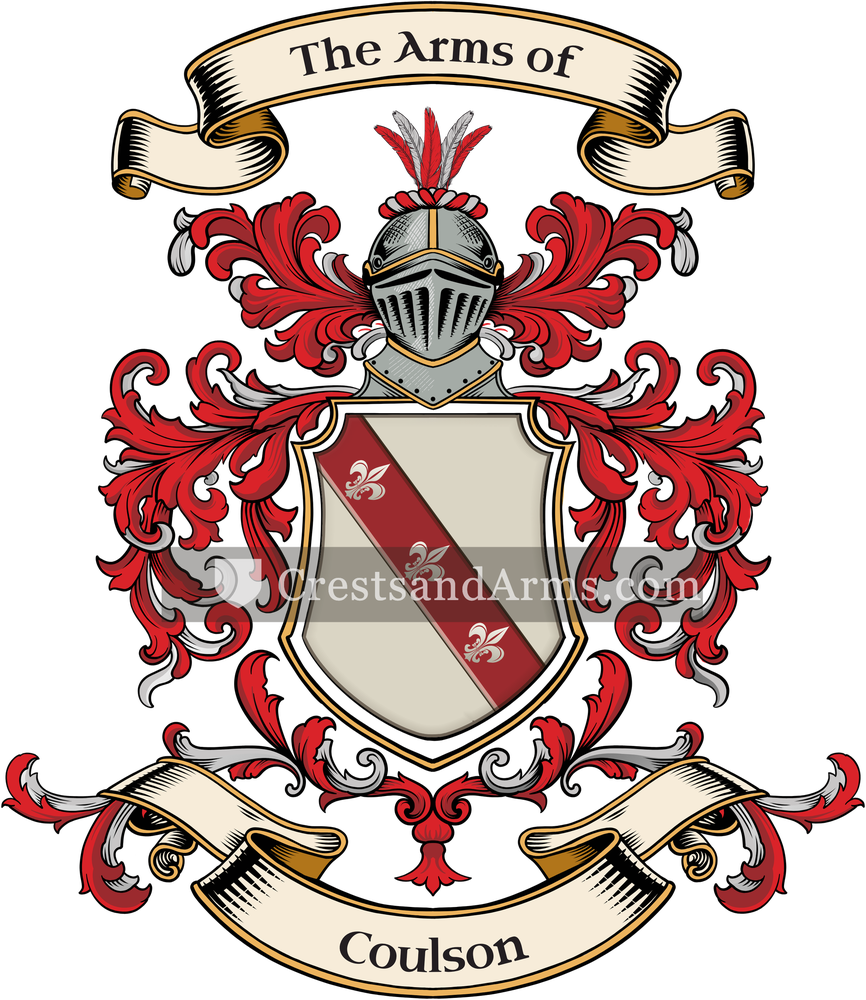 The Coulson coat of arms, drawn from the recorded blazon