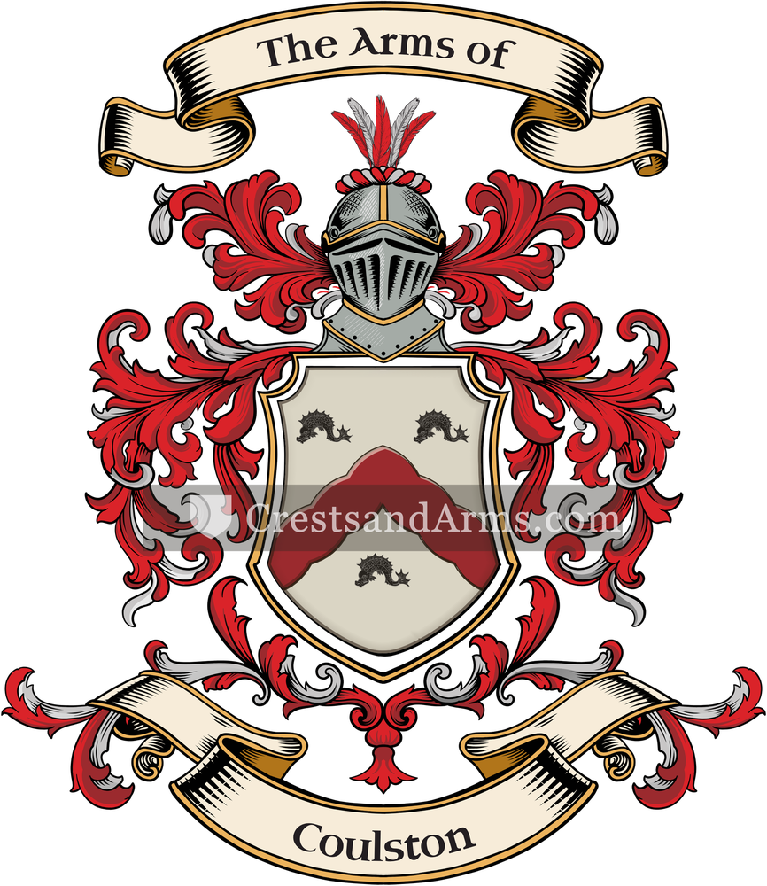 The Coulston coat of arms, drawn from the recorded blazon
