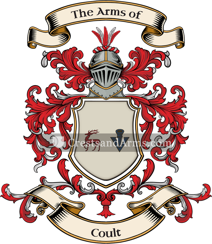 The Coult coat of arms, drawn from the recorded blazon