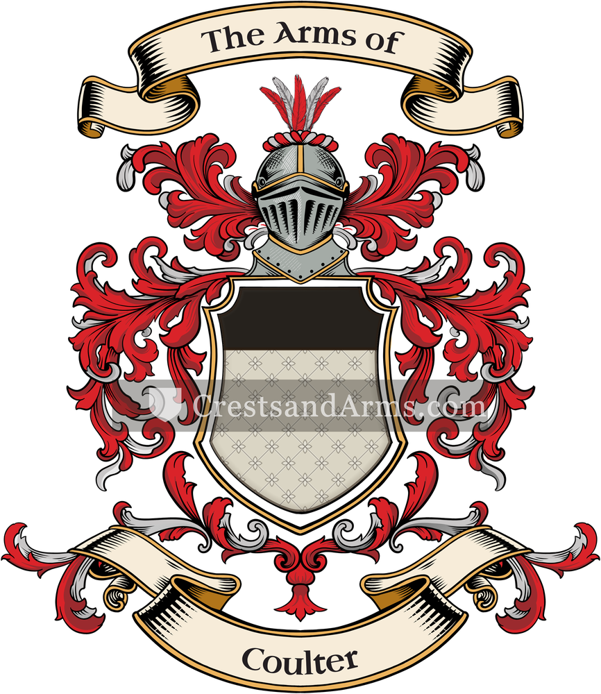 The Coulter coat of arms, drawn from the recorded blazon