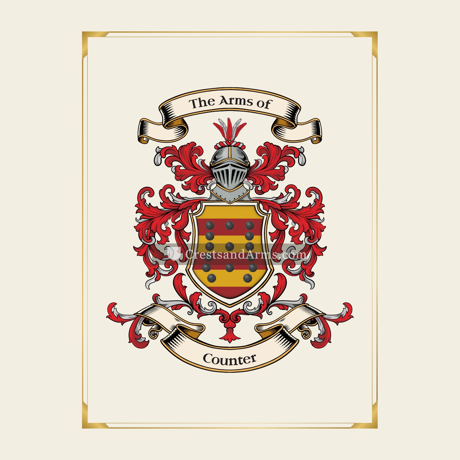 With gold border