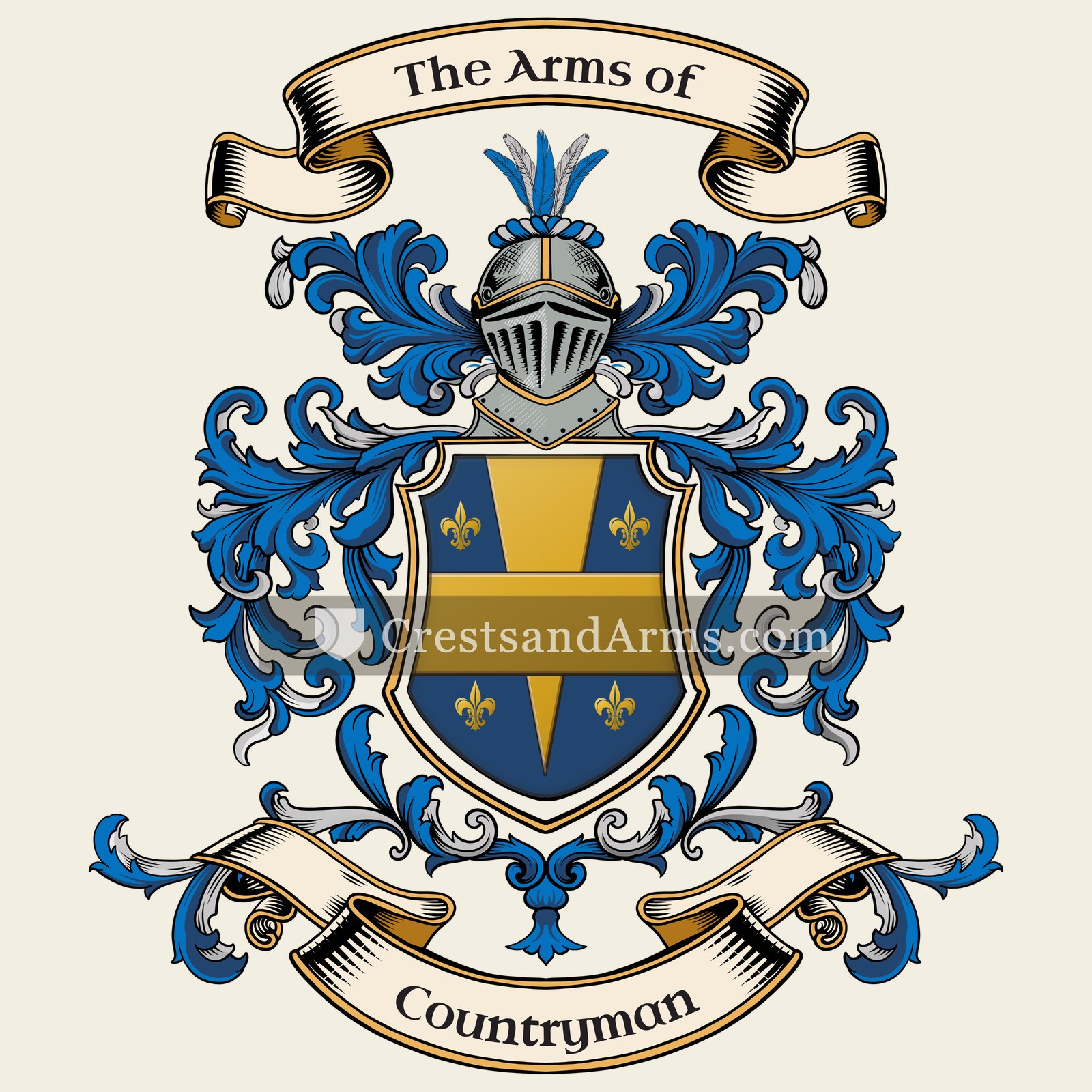 The Countryman coat of arms, drawn from the recorded blazon