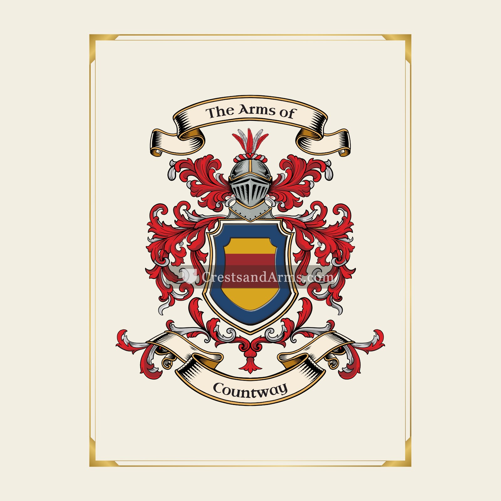 With gold border
